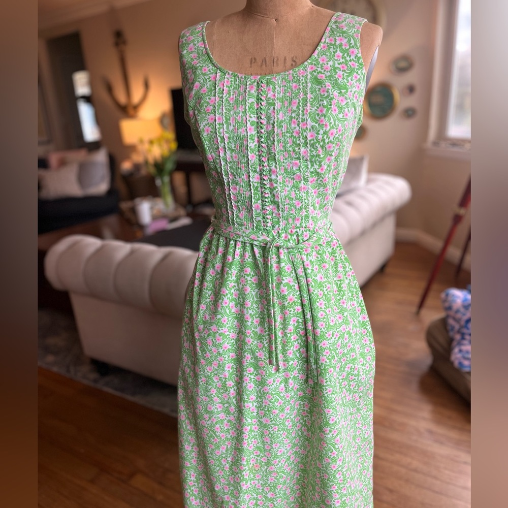 1960s vintage Lilly Pulitzer Green and Pink Floral Dress